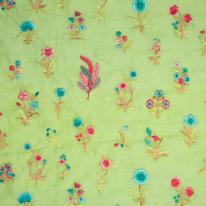 Vasundhara On Pista Green Silk Chanderi