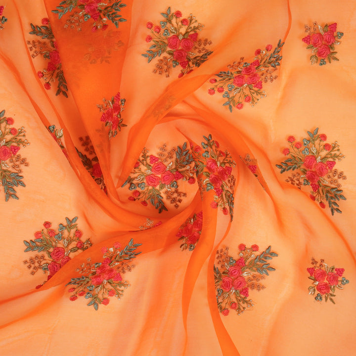 Suhasini Buta On Neon Orange Silk Organza