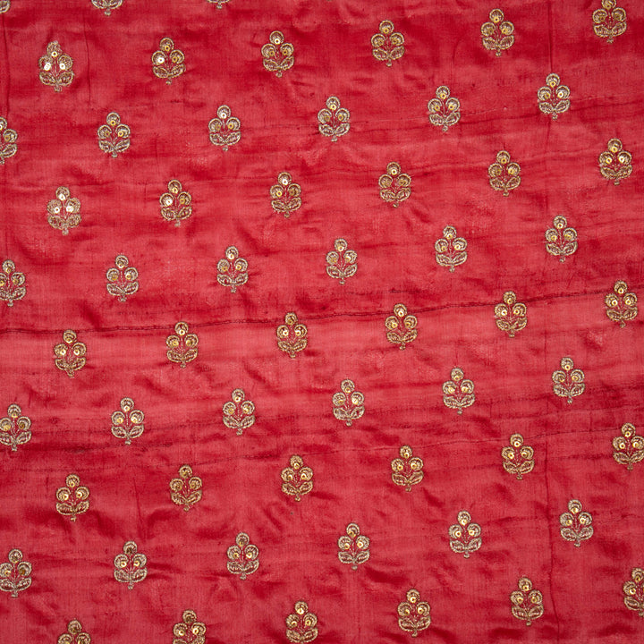 Azra Buti On Red Tussar Silk