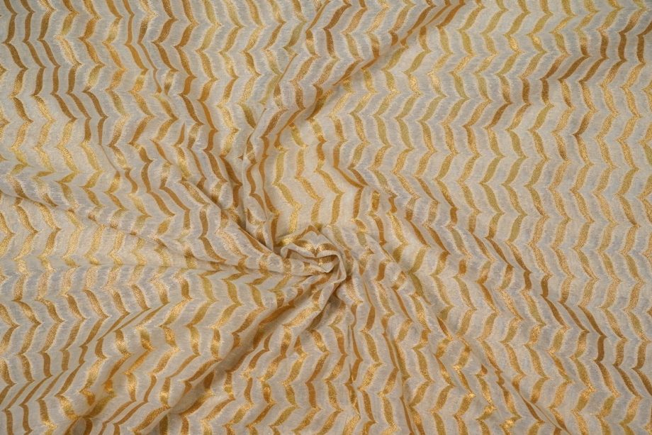 Zig zag pattern cutwork on Natural silk chanderi