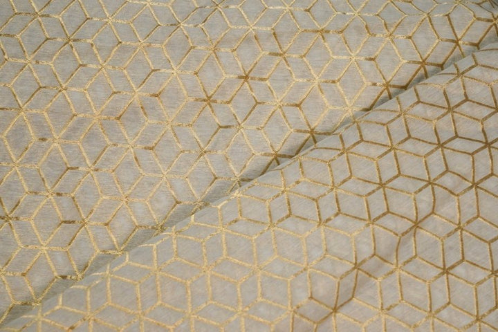 Zig zag geometric cutwork on Natural silk chanderi