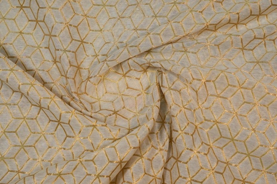 Zig zag geometric cutwork on Natural silk chanderi