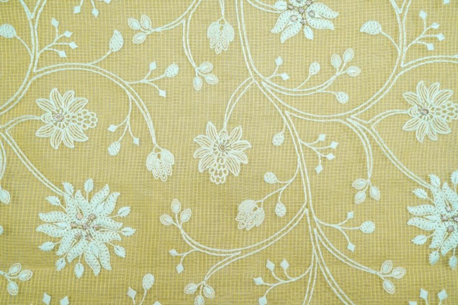 Floral Jaal Embroidery On Lemon Munga Kota