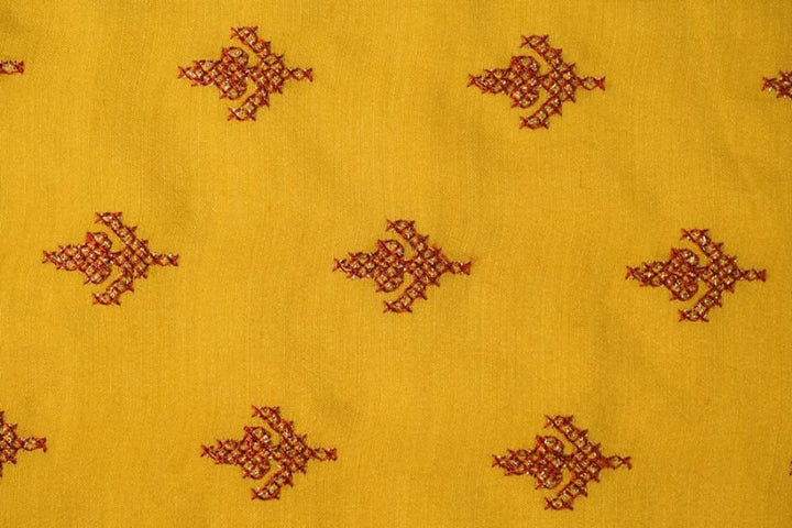Cross Stitch Buti On Gold Munga Silk-Zarinama