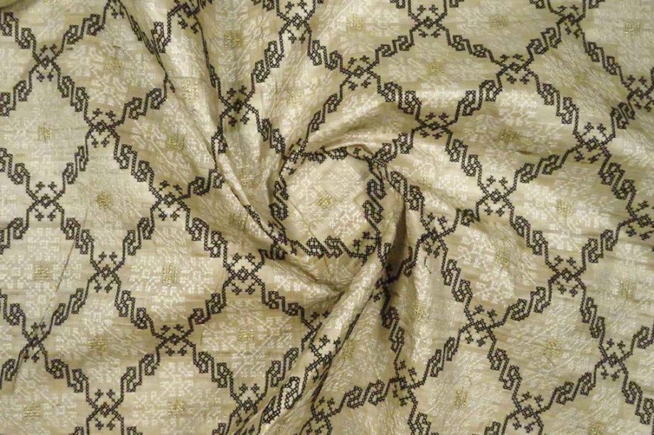 Swara On Natural / Black Tussar Silk