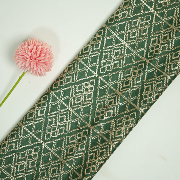 Asfa Zari Jaal on Leaf Green Silk Chanderi