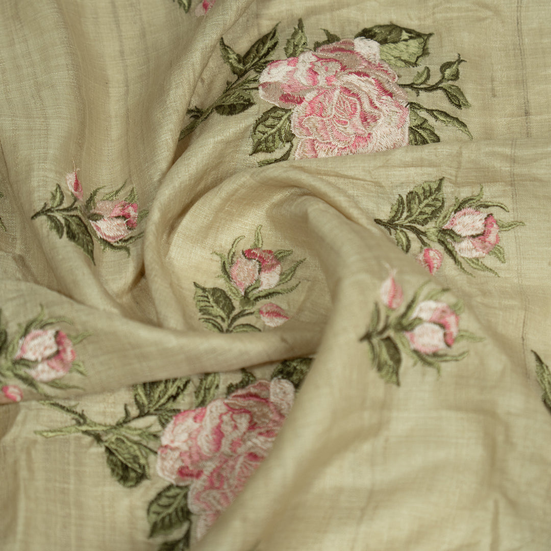 Samreen Floral Buta On Natural Tussar Silk